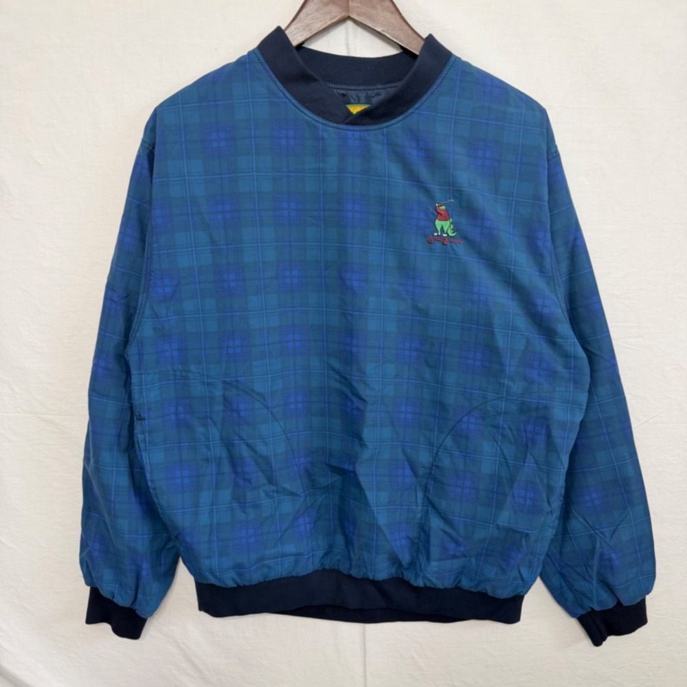 Vintage Zillawear Golfzilla Golf Windbreaker Pullover Jacket Blue Plaid L